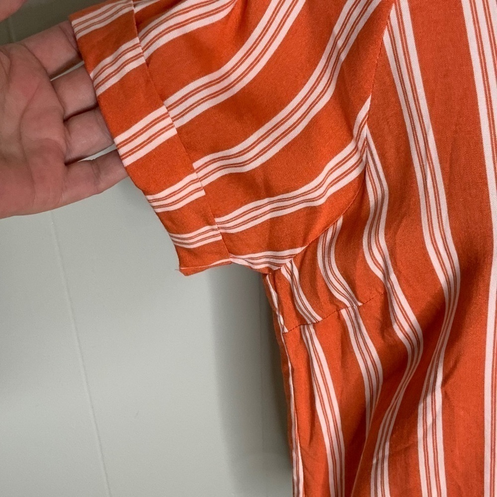 Code X Mode Orange/White Striped Button Up Tie Fr… - image 5